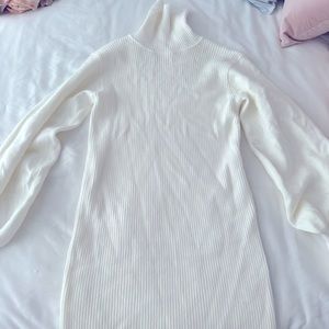 Mid length white sweater dress